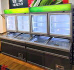 아이스크림을 위해 문 2개의 유리 위로 어는 결합 Multideck 열려있는 냉각장치와 Dowm 층