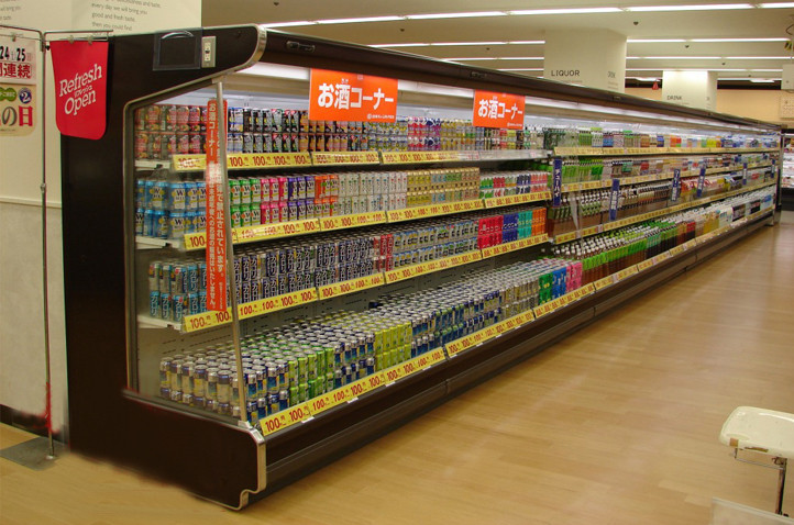 음료 냉각기 2℃ - 10℃범위에서 슈퍼마켓 다 책상 열려있는 냉각장치/