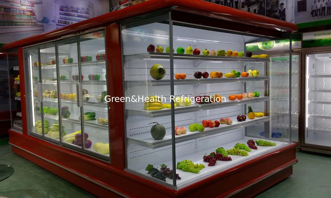 수직 에어 커튼 LED 빛 Multideck 열려있는 냉각장치 구석 유형