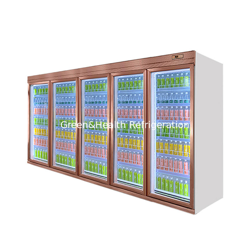 5층 조절 가능 선반 유리 문 음료 냉장고 팬 냉각 시스템 및 커스터마이징 볼륨