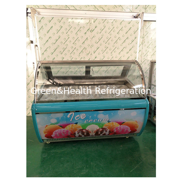 조절 가능한 온도 조절 장치가 있는 공장 직판 곡면 유리 16 트레이 아이스크림 디스플레이 냉동고