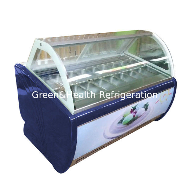 조절 가능한 온도 조절 장치가 있는 공장 직판 곡면 유리 16 트레이 아이스크림 디스플레이 냉동고