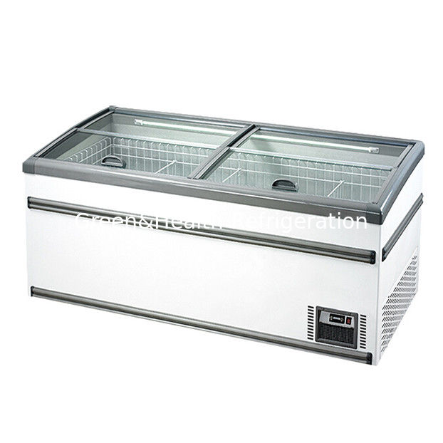 백색/회색 슈퍼마켓 냉동 제품 / 쌀-고기 만두 / 냉동 생선 보관 진열 아일랜드 캐비닛 냉동고