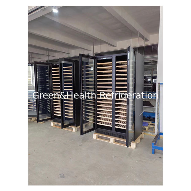 ETL 인증서 68 병 2 유리 문 2 독립적인 온도 구역 오크 나무 선반 빨간 와인 보관 냉장고 냉장고