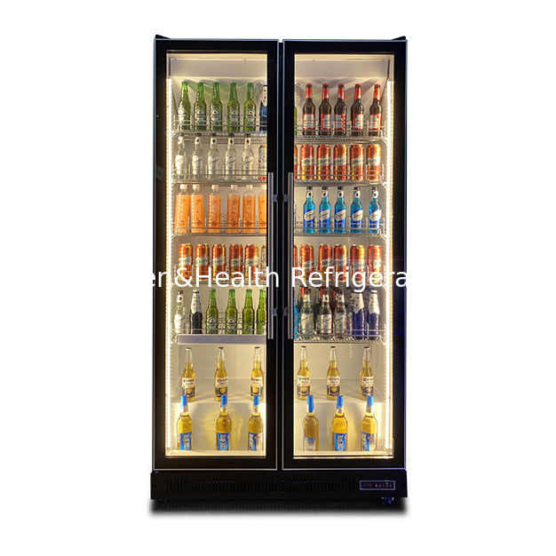 수직형 이중 유리문, 다중 LED 조명, 와인 및 음료 냉장 진열 냉동고
