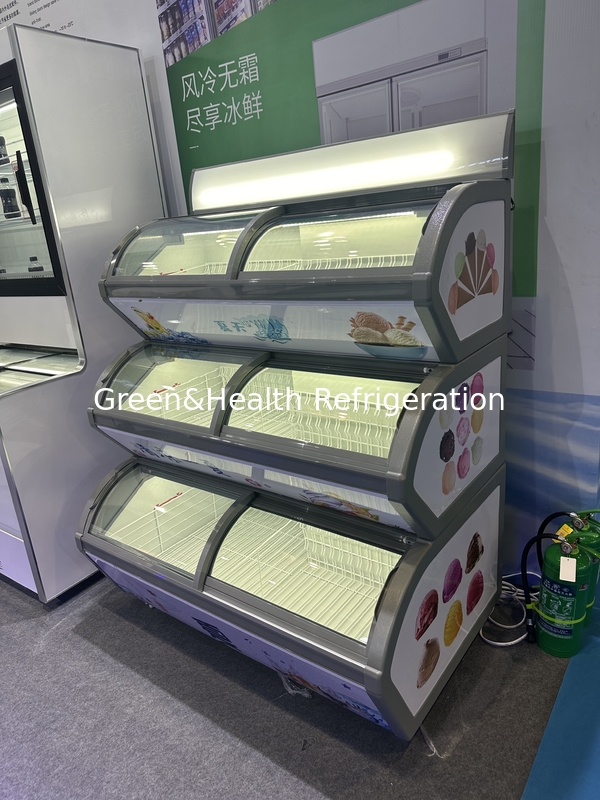 3 Layers freezer Optional Logo Advertising Ice Cream Freezer For shop