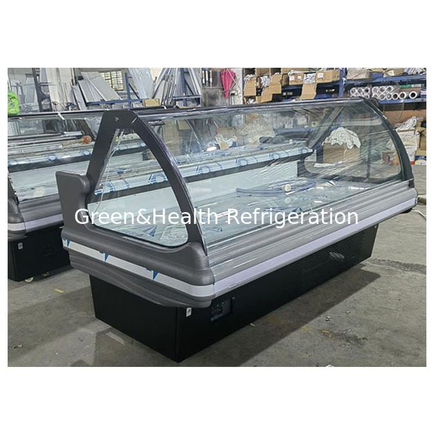스테인리스 스틸 구조 상업용 델리 디스플레이 냉동고 (리프트 업 유리 및 동적 냉각 시스템 포함)