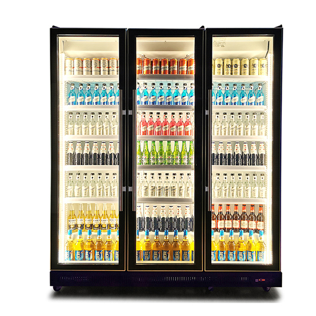 상용 유리 문 수직 복수 조명 음료 냉장 디스플레이 냉장고 냉장고