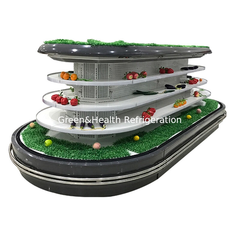 슈퍼마켓 진열을 위한 자동 제상, LED 조명 및 에너지 절약 기능이 있는 상업용 멀티덱 오픈 칠러