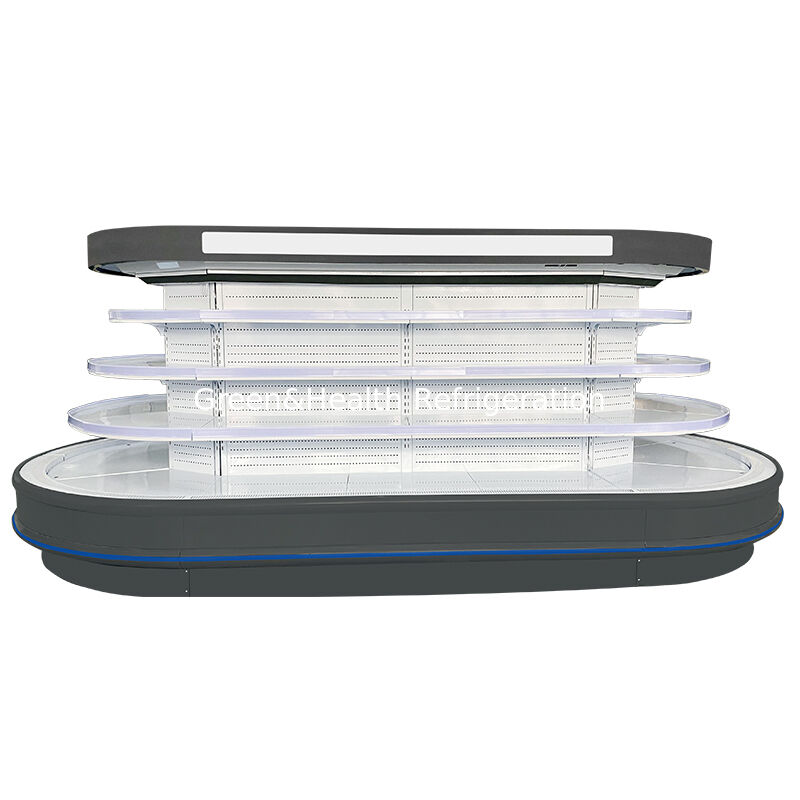 슈퍼마켓 진열을 위한 자동 제상, LED 조명 및 에너지 절약 기능이 있는 상업용 멀티덱 오픈 칠러