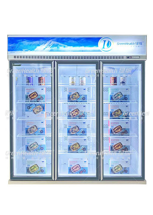 쿠빅엘 압축기와 LED 라이트 상업적 입형결빙기 유리문