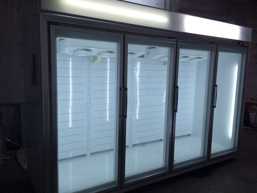 Glasss 문 원격조정 냉각 장치를 가진 열려있는 Multideck 전시 냉장고