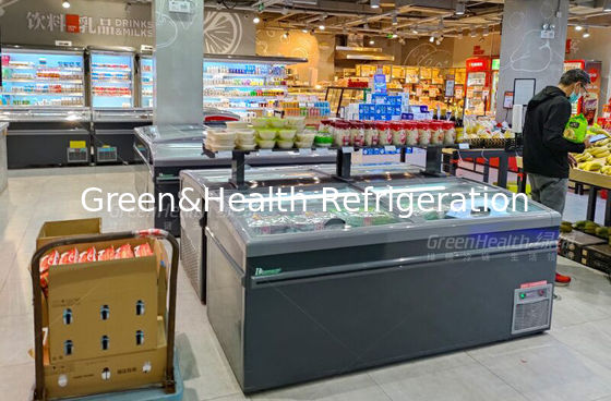 자금 깊이인 섬 냉장고 진열장 상업적 상부는 유리문 플러그인을 미끄러지게 했습니다