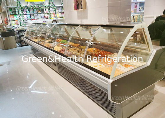 미끄러져 움직이는 문 4 유니버설 휠과 큰 크기 열이 가해진 푸드 조제식품 디스플레이 냉장고