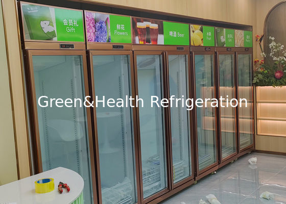 슈퍼마켓 유리문 똑바로 선 디스플레이 냉동고 주류및음료 냉동기 452L