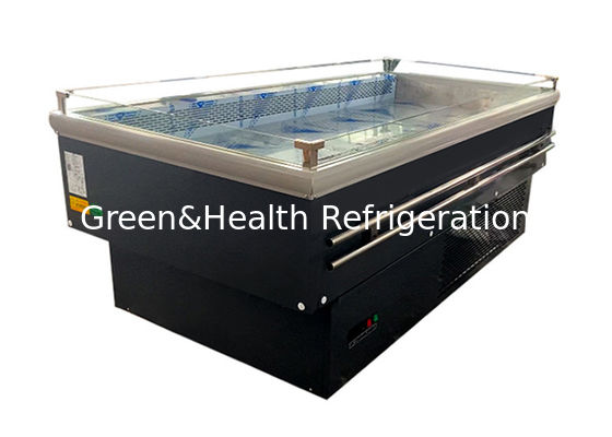 정적 냉각 슈퍼마켓 섬 냉장고 상업용 오픈 글래스 수평 과일 쇼케이스