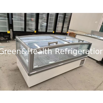 대형 창문 유리 디스플레이 캐비닛 슈퍼마켓 섬 냉장고 내부 부각 알루미늄