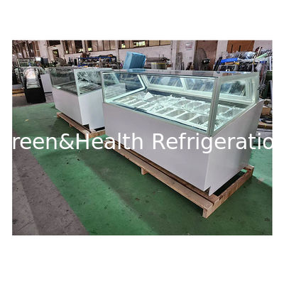구부러진/오른각 유리 스테인리스 스틸 아이스크림 디스플레이 냉장고