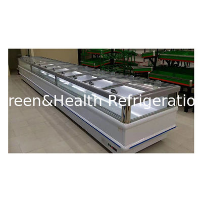 내장 압축기 냉장고 섬 캐비닛과 수평 슬라이딩 유리 문