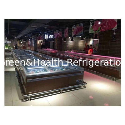 최신 슬라이딩 도어 낮은 온도 냉동 고기 덩어리 음식 저장 디스플레이 섬 캐비닛 냉장고