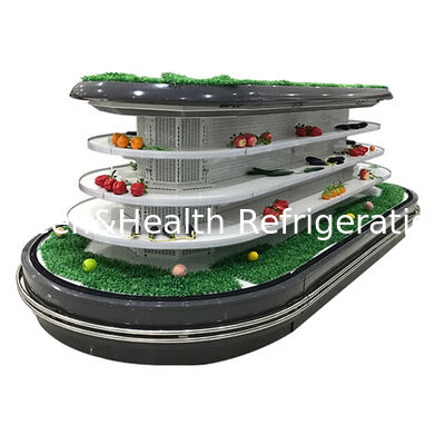 슈퍼마켓 진열을 위한 자동 제상, LED 조명 및 에너지 절약 기능이 있는 상업용 멀티덱 오픈 칠러