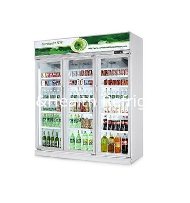 그린헬스 LG-1000W 3개의 문을 가진 상업용 음료 냉장고, 상단 장착 장치, 0°10°C